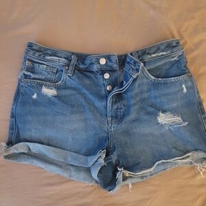 Express Blue Distressed Jean Shorts